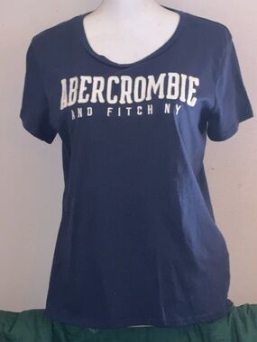 Abercrombie & Fitch Navy Logo Tee Size Large